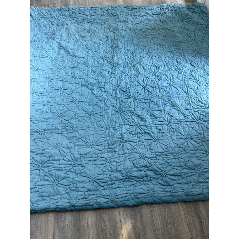 Artisan De Luxe Comforter Full/Queen Teal Tufted Quilted 83” X 81” Coastal Boho